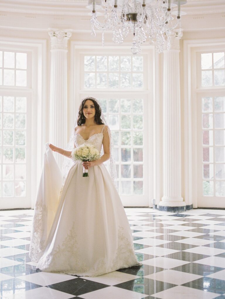 Stunning brown hair bridal look by Trish