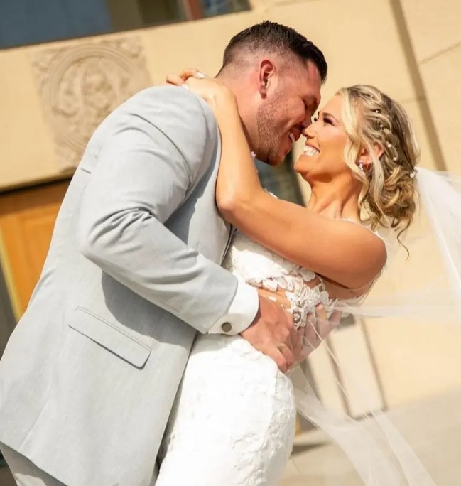 blonde bride wedding hair, braids, curls